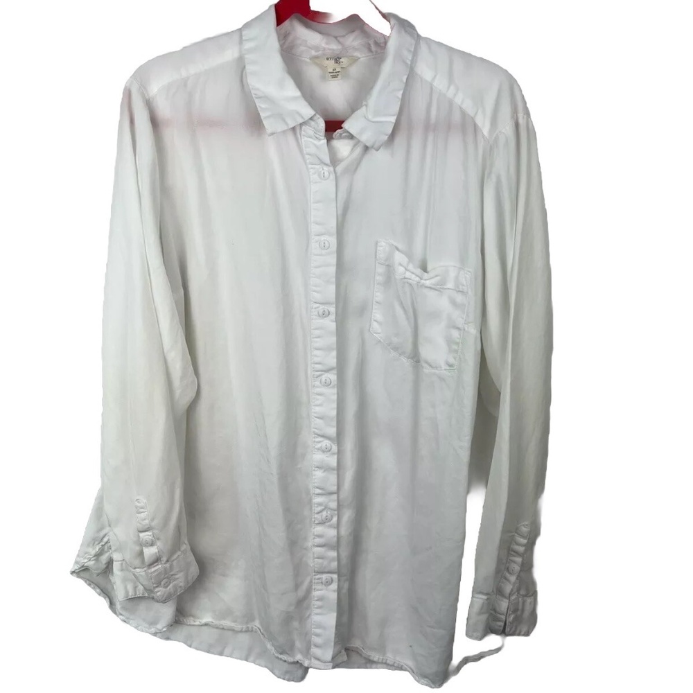 Terra & Sky White Button Up Shirt 100% Lyocell Woman 2X